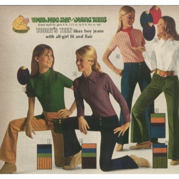 Vintage 1970s Flare Leg Studded Jeans, The Lemon Frog Shop, Sears, 29x30.5, Low - Picture 8 of 8